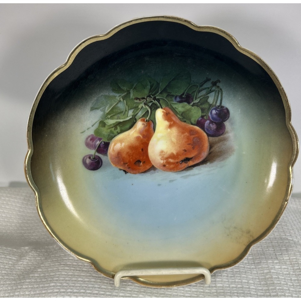 Wittelsbach Bavaria Germany Hand Painted Cabinet Plate Fruit Gold Rim 8.25"